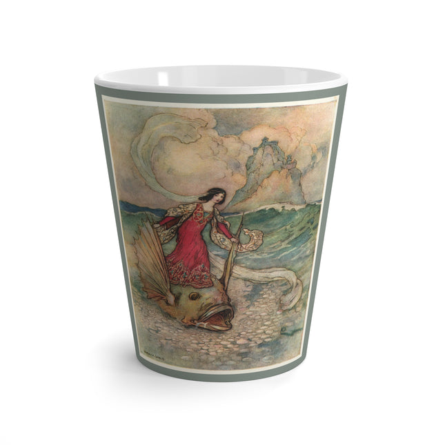 Rita Rides on the Dolphin by Warwick Goble Latte Mug