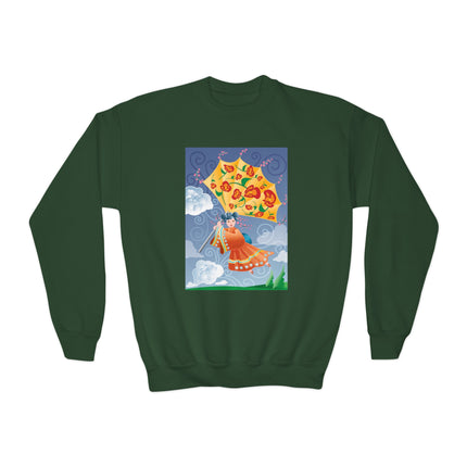 Flight of Blossoms Youth Crewneck Sweatshirt – Freedom, Imagination & Joyful Flight