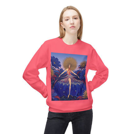 🌞🌸 The Celestial Blossom Garden Dancer Midweight Crewneck Sweatshirt – Art Deco Floral Fantasy