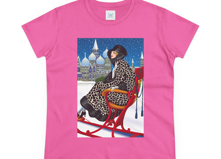 Elegant Winter Woman in Sleigh Women's Midweight Cotton Tee