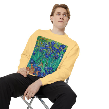 Irises by Vincent Van Gogh Unisex Garment-Dyed Sweatshirt