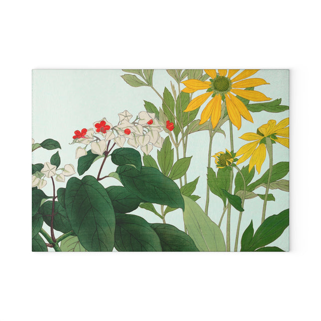 Clerodendrum & Rudbeckia by Tanigami Kônan Glass Cutting Board