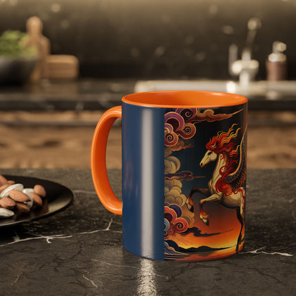Flame-Winged Horse at Sunset Colorful Mugs (11oz, 15oz)