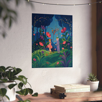 🦋🌷 The Secret Flower Forest Matte Vertical Poster – Art Deco Botanical Whimsy