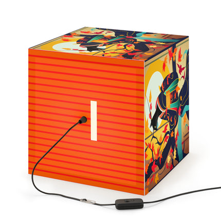 Black Cat in Kimono Light Cube Lamp