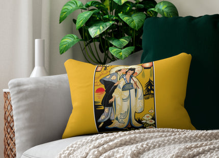 Golden Embrace Spun Polyester Lumbar Pillow