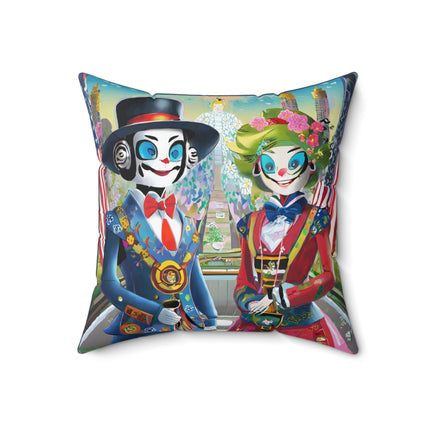 Cyber Punk Robots Spun Polyester Square Pillow