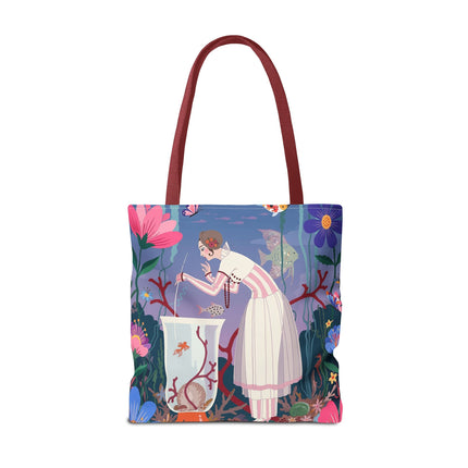 🐠🌸 The Lady Of The Enchanted Aquarium Tote Bag – Art Deco Garden Fantasy