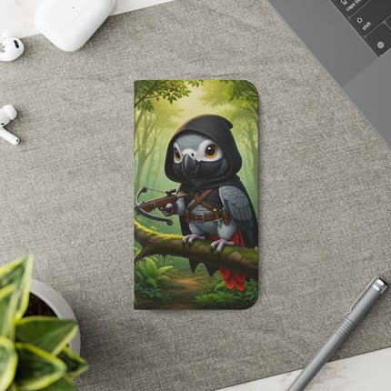 🪶🌲 The African Grey Sentinel Flip Case – Quiet Strength & Woodland Adventure