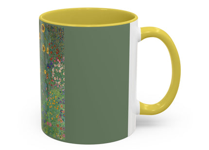Farm Garden with Sunflowers by Gustav Klimt Colorful Mugs (11oz, 15oz)