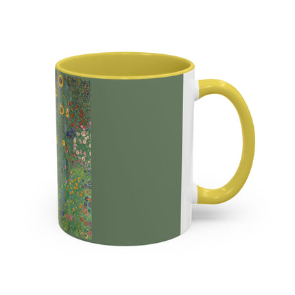 Farm Garden with Sunflowers by Gustav Klimt Colorful Mugs (11oz, 15oz)