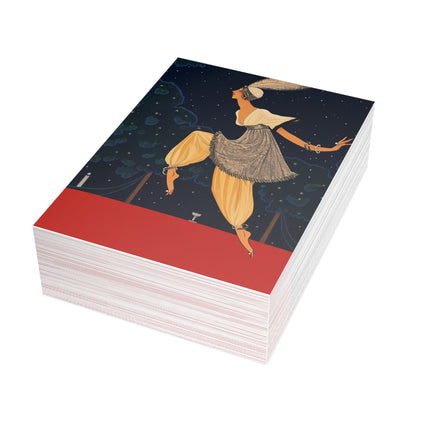 🌙✨ The Lady Dancing Beneath The Stars Postcard Bundles – Art Deco Midnight Elegance