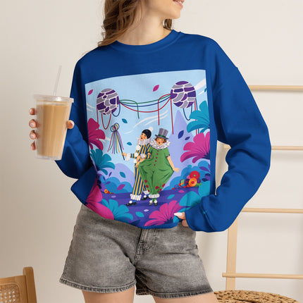🎭🌸 The Garden Masquerade Crewneck Sweatshirt – Art Deco Floral Whimsy