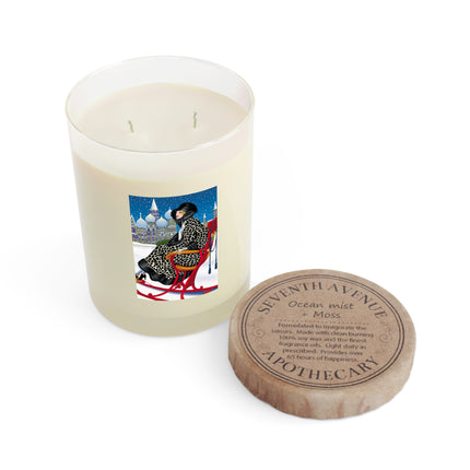 Elegant Winter Woman in Sleigh Scented Candle - Full Glass, 11oz