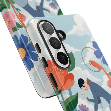 🦜🌺 The Lady Of The Garden Aviary Phone Case – Art Deco Floral Whimsy
