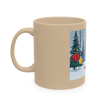 🏮🎄 The Winter Lantern Celebration Ceramic Mug – Art Deco Asian Christmas Elegance