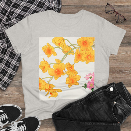 Golden Bow Orchid Women's Midweight Cotton Tee