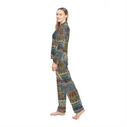 Chinois et Japonais by Auguste Racinet Women's Satin Pajamas (AOP)