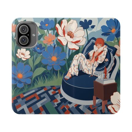 🌺🪞 The Lady Of The Grand Flower Salon Flip Case – Art Deco Floral Elegance