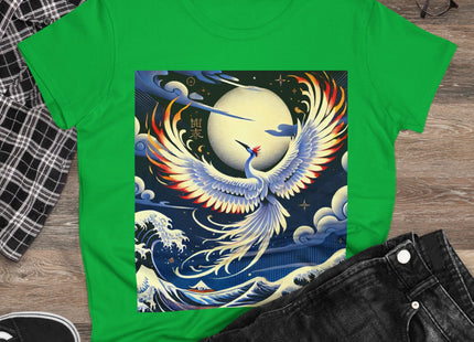 Majestic White Crane Women's Midweight Cotton Tee