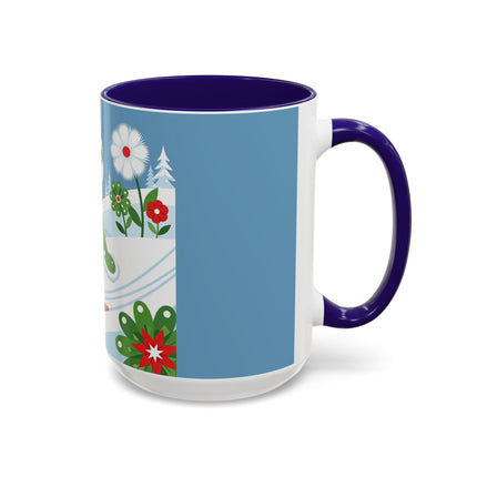 🎿❄️ The Winter Garden Skier Colorful Mug – Whimsical Holiday Fantasy