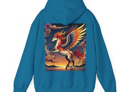 Flame-Winged Horse at Sunset – Heavy Blend™ Hooded Sweatshirt