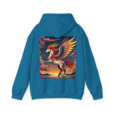Flame-Winged Horse at Sunset – Heavy Blend™ Hooded Sweatshirt