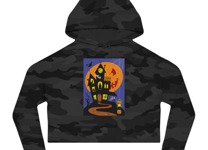 Halloween Night at the Haunted House Women’s Cropped Hooded Sweatshirt