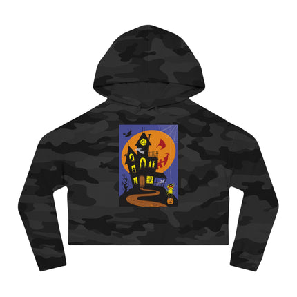 Halloween Night at the Haunted House Women’s Cropped Hooded Sweatshirt
