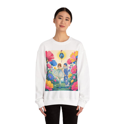 🌸🏮 The Lantern Garden Stroll Crewneck Sweatshirt – Art Deco Floral Whimsy