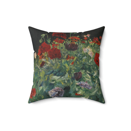 Poppies (A Study of Poppies for Carnation, Lily, Lily, Rose) by John Singer Sargent Spun Polyester Square Pillow