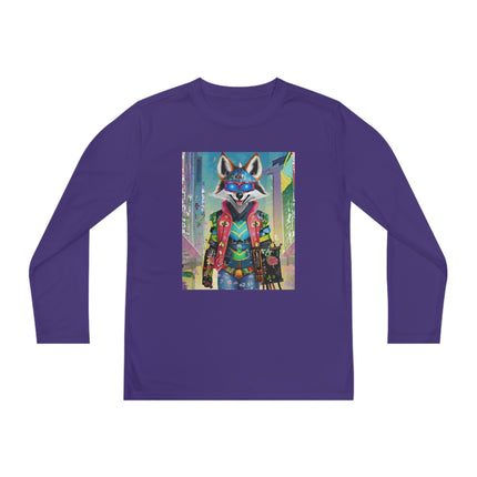 Cyber Hyena Youth Long Sleeve Competitor Tee – Neon Mischief & Futuristic Style
