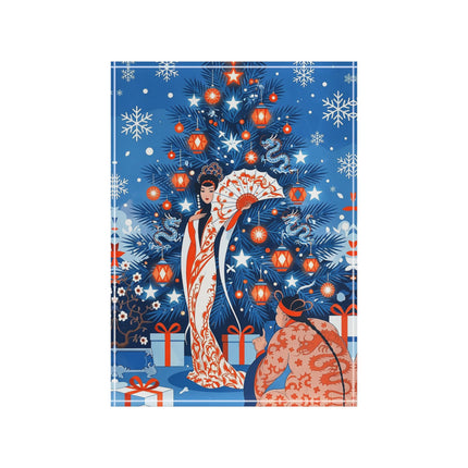 🎋❄️ The Winter Lantern Celebration Acrylic Art Block – Elegant Asian Christmas Fantasy