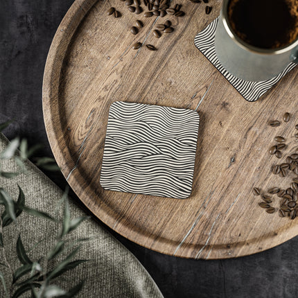 Wave Pattern on White Coasters