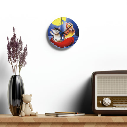 Embarking on a Moonlit Journey Acrylic Wall Clock, Round and Square