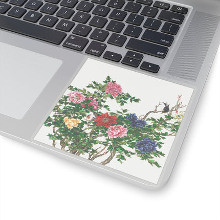 Peonies and Birds by Okamoto Shuki Kiss-Cut Stickers (4 Sizes)