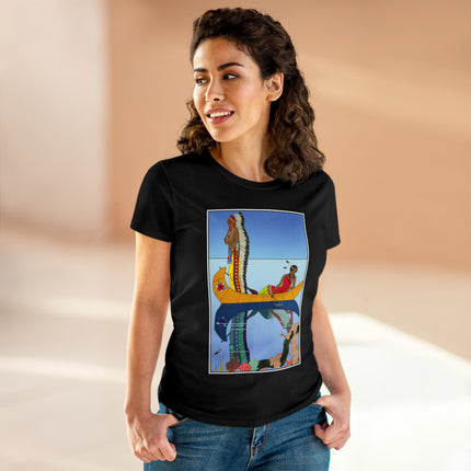 Le long du Missouri (Indian couple in a canoe on the Missouri River) by George Barbier Women's Midweight Cotton Tee