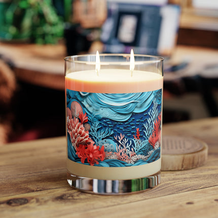 Enchanting Underwater Scene Scented Candle - Full Glass, 11oz - The White Tea & Fig, The Lavender & Sage, and The Ocean Mist & Moss