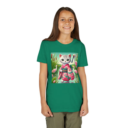 Geisha Kitten Strolls Among the Spoonbills Youth Short Sleeve Tee