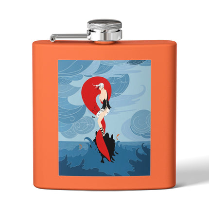 Siren of the Waves Stainless Steel Flask – Dramatic Sea Power & Bold Elegance