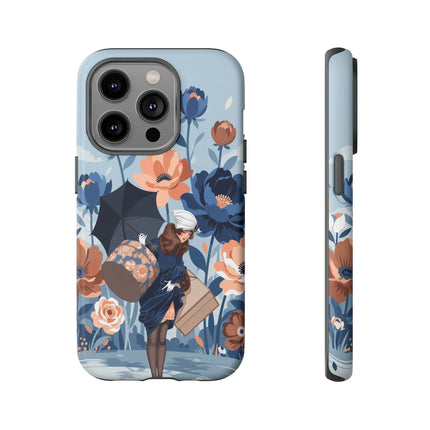 ☂️🌺 The Lady Of The Traveling Garden Phone Case – Art Deco Floral Adventure