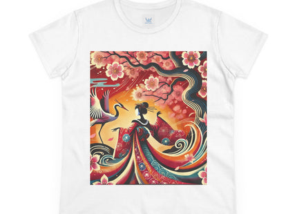 Fairy and Stork Beneath the Cherry Blossoms Cotton Tee