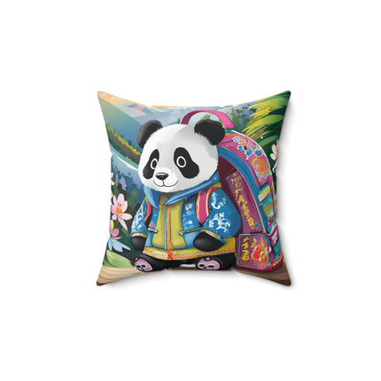 Baby Panda Spun Polyester Square Pillow
