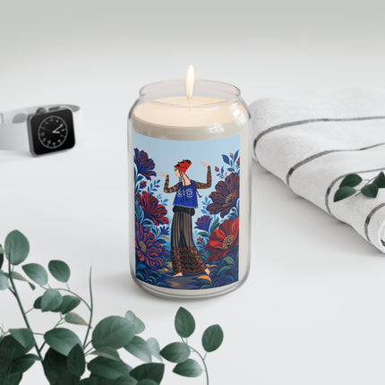 🌺💙 The Sapphire Garden Dancer Scented Soy Candle – Art Deco Floral Whimsy
