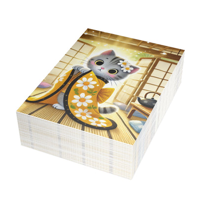 Playful Kitten in the Tea Room Postcard Bundles (envelopes included) - Bundles of 10, 30, 50 Pieces