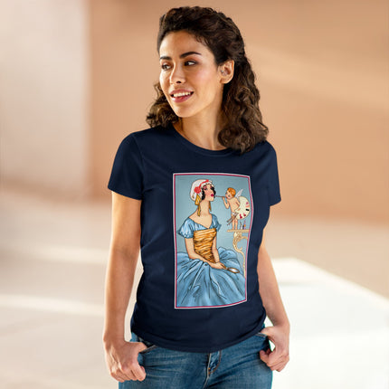 The Enchanting Painter: A Fairy's Artistic Touch Ceramic Women's Midweight Cotton Tee