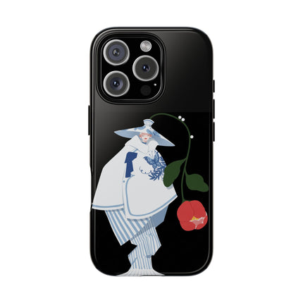 Blue & White Porcelain Geisha Phone Case – Elegant Mystery & Floral Grace