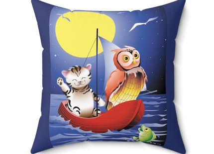 Embarking on a Moonlit Journey Spun Polyester Square Pillow