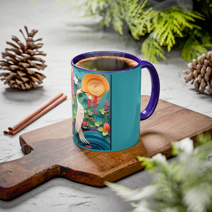 Elegant Egret Oasis Colorful Mugs (11oz, 15oz)