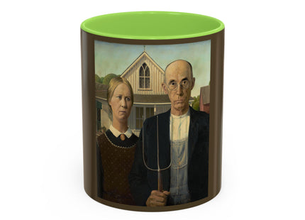 American Gothic by Grant Wood Colorful Mugs (11oz, 15oz)